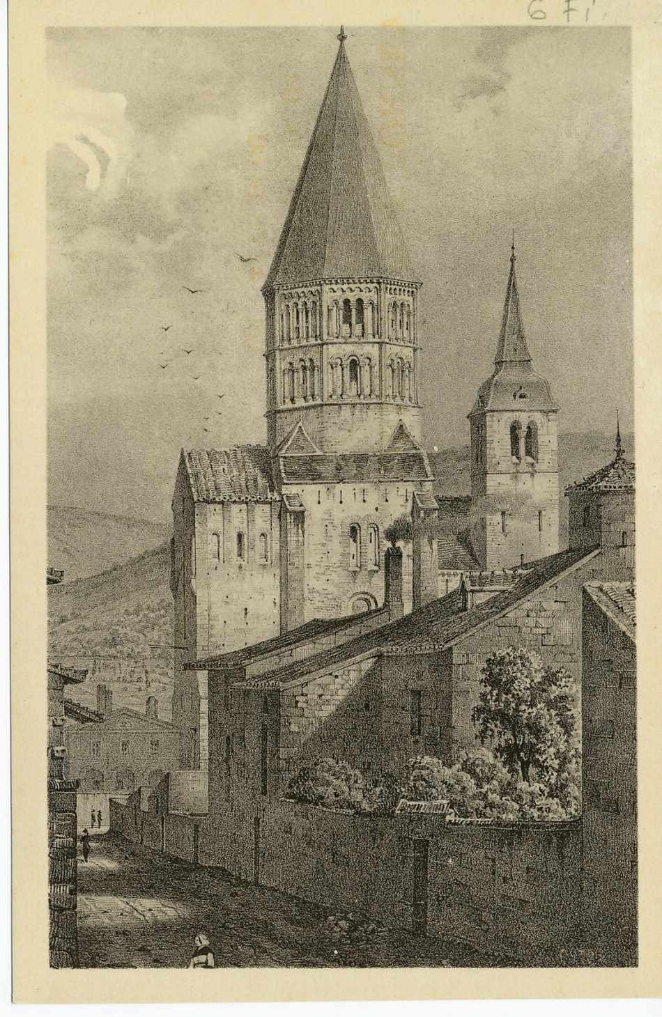 Cluny. Clocher de l'eau bénite d'après une gravure de Sagot.
