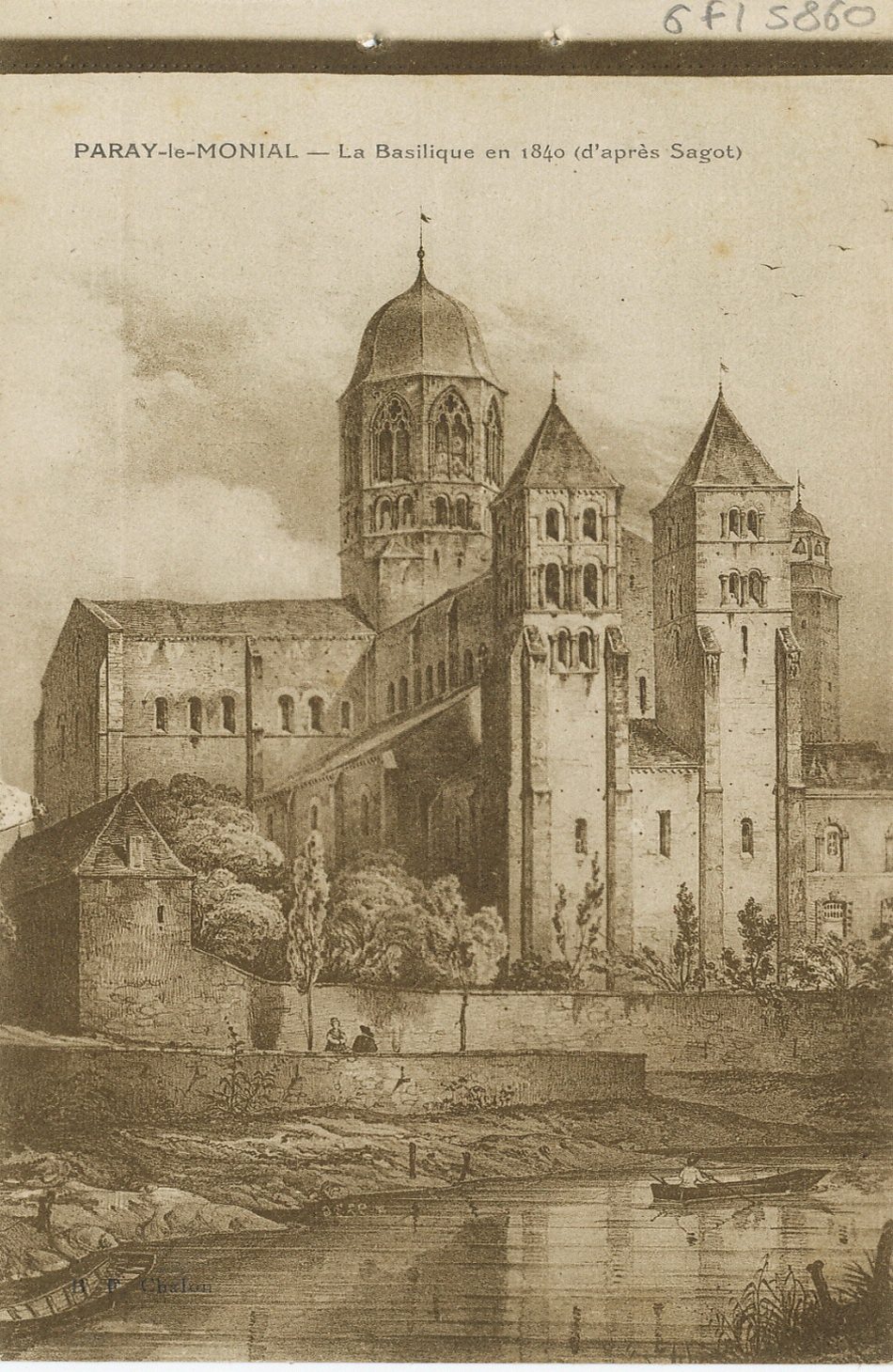 Paray-le-Monial. La basilique en 1840 (d'après Sagot).