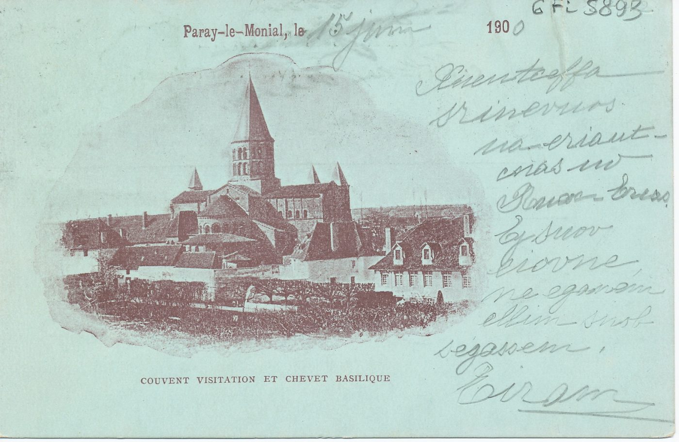 Paray-le-Monial. Couvent Visitation et chevet basilique.