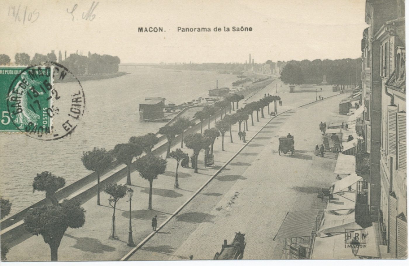 Mâcon. Panorama de la Saône.