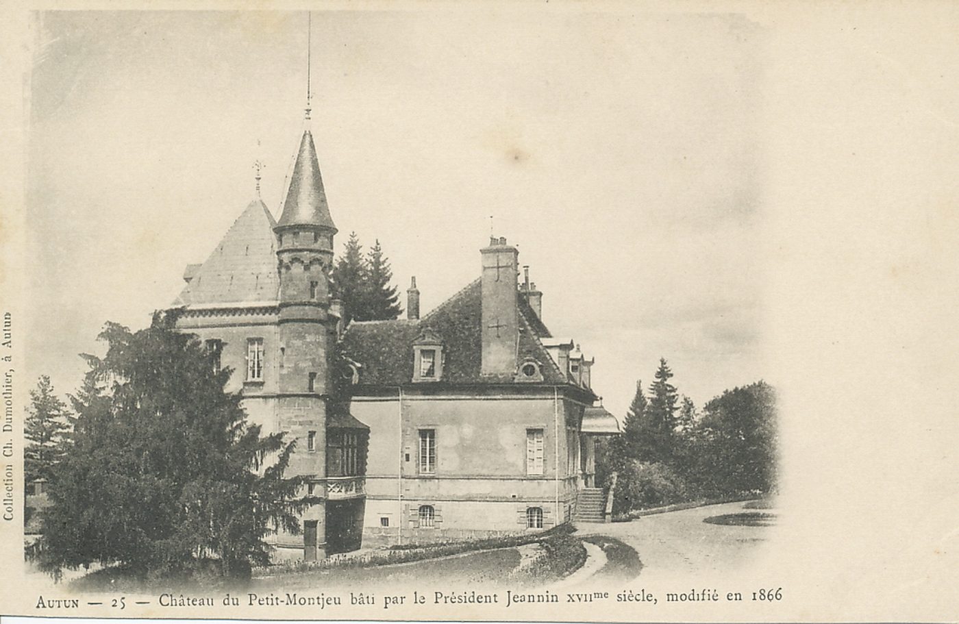 Château du Petit-Montjeu bâti par le Président Jeannin au XVIIe s., modifié en 1866.