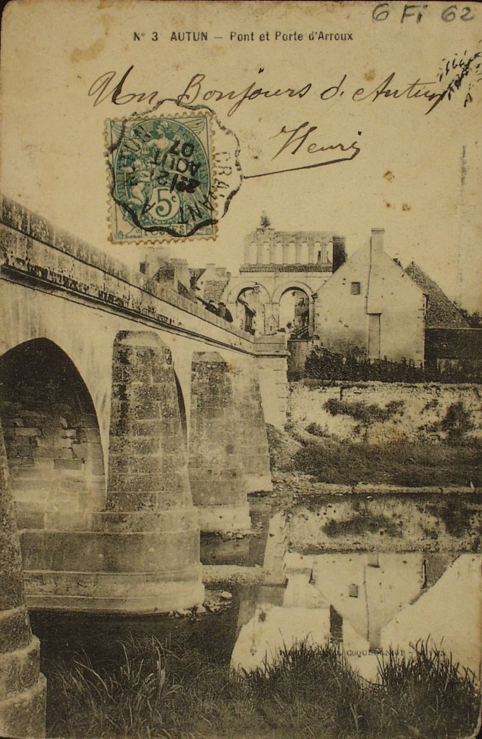 Autun. Pont et porte de l'Arroux.