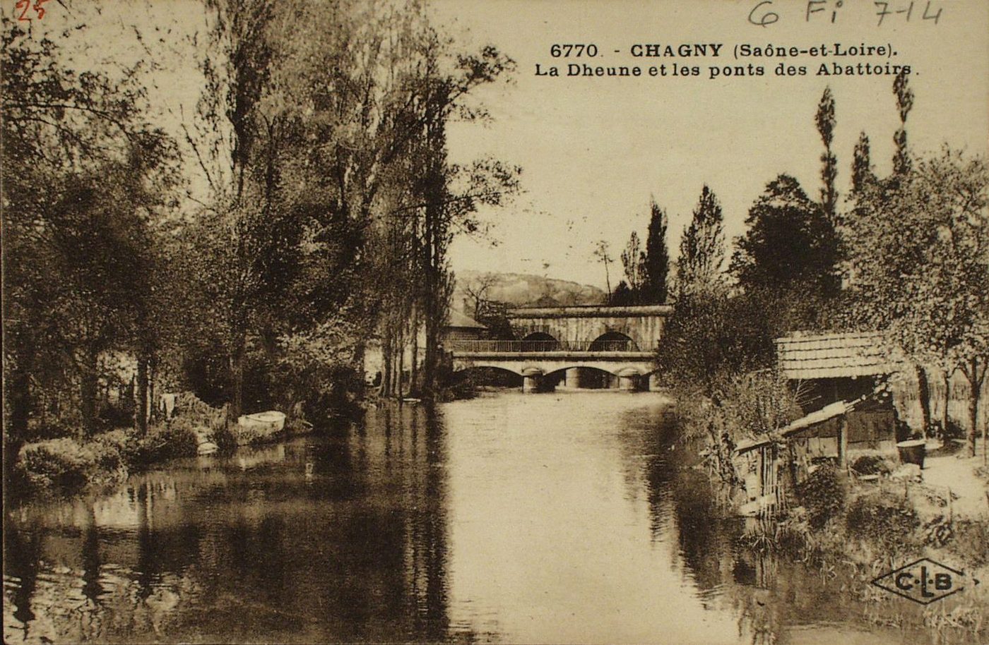 Chagny. La Dheune et les ponts des Abattoirs.