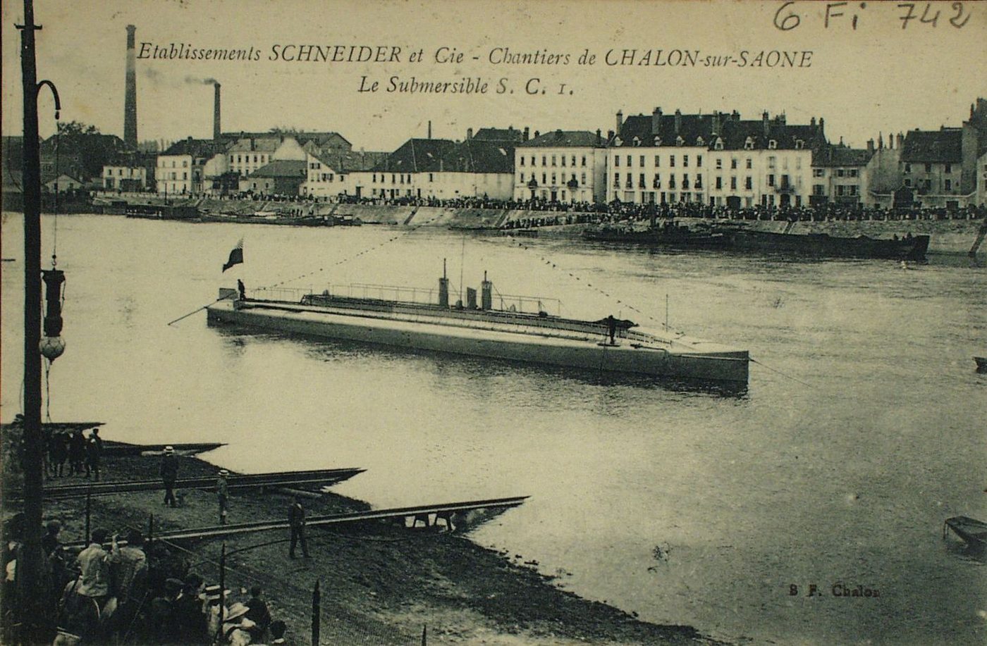 Etablissements Schneider et Cie. Chantiers de Chalon-sur-Saône. Le submersible S.C.