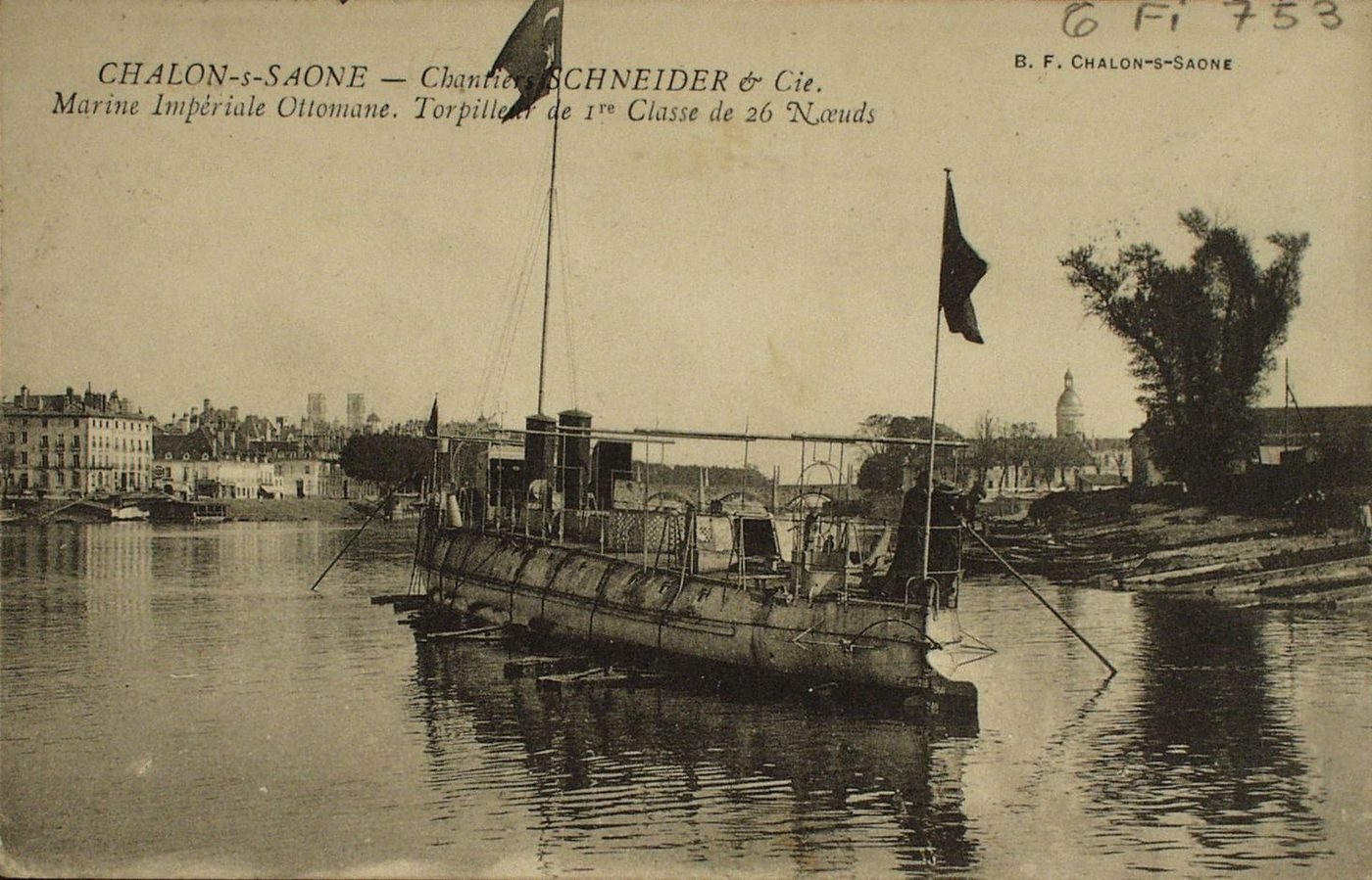 Chalon-sur-Saône. Chantiers Schneider et compagnie. Marine impériale ottomane. Torpilleur de 1ère classe de 26 noeuds.