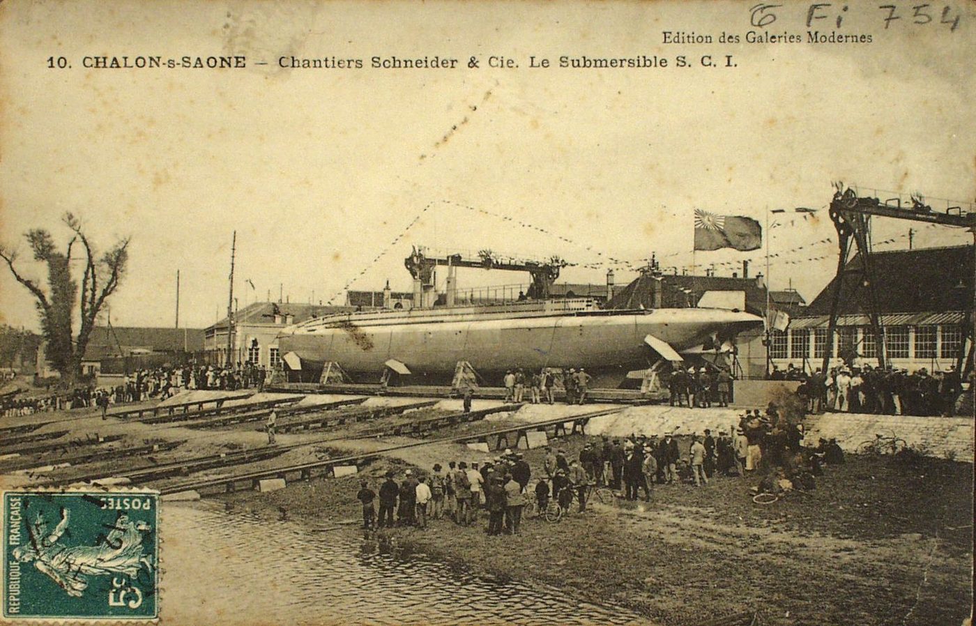 Chalon-sur-Saône. Chantiers Schneider et compagnie. Le submersible S.C.I.