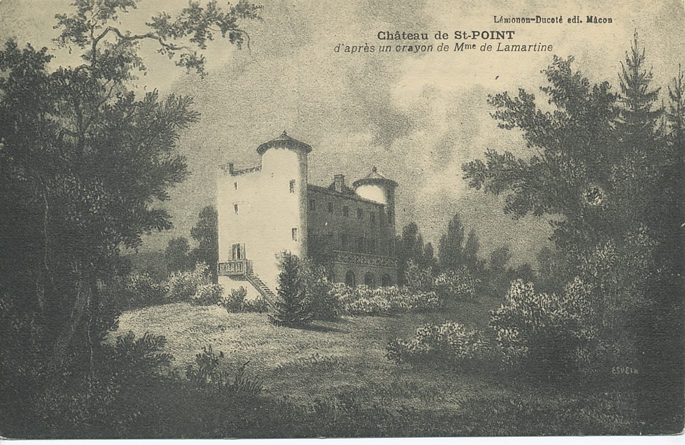 Château de Saint-Point d'après un crayon de Mme de Lamartine.
