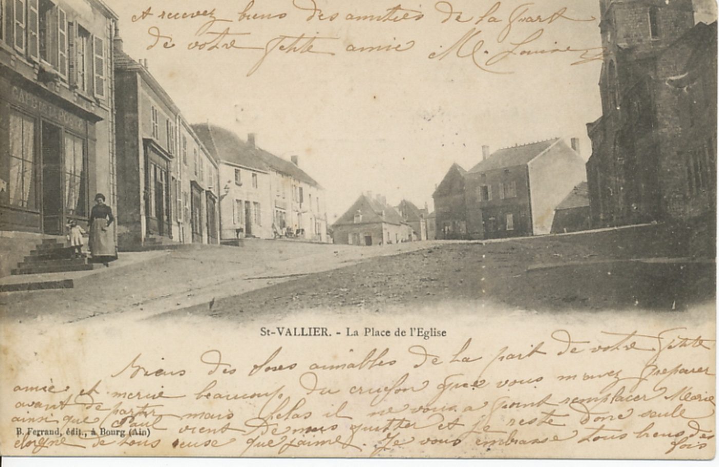Saint-Vallier. La place de l'église.