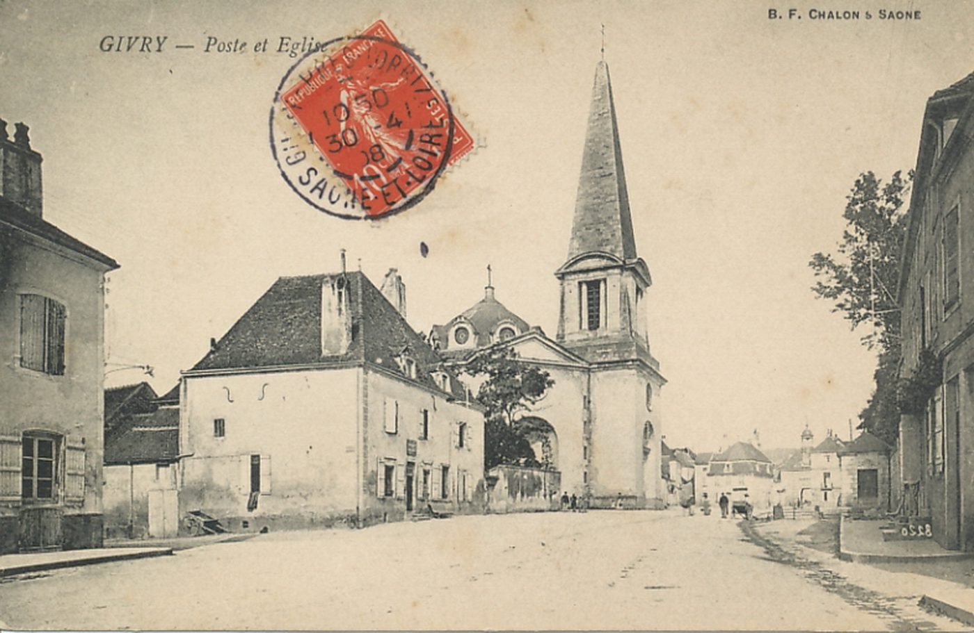 Givry. Poste et église.