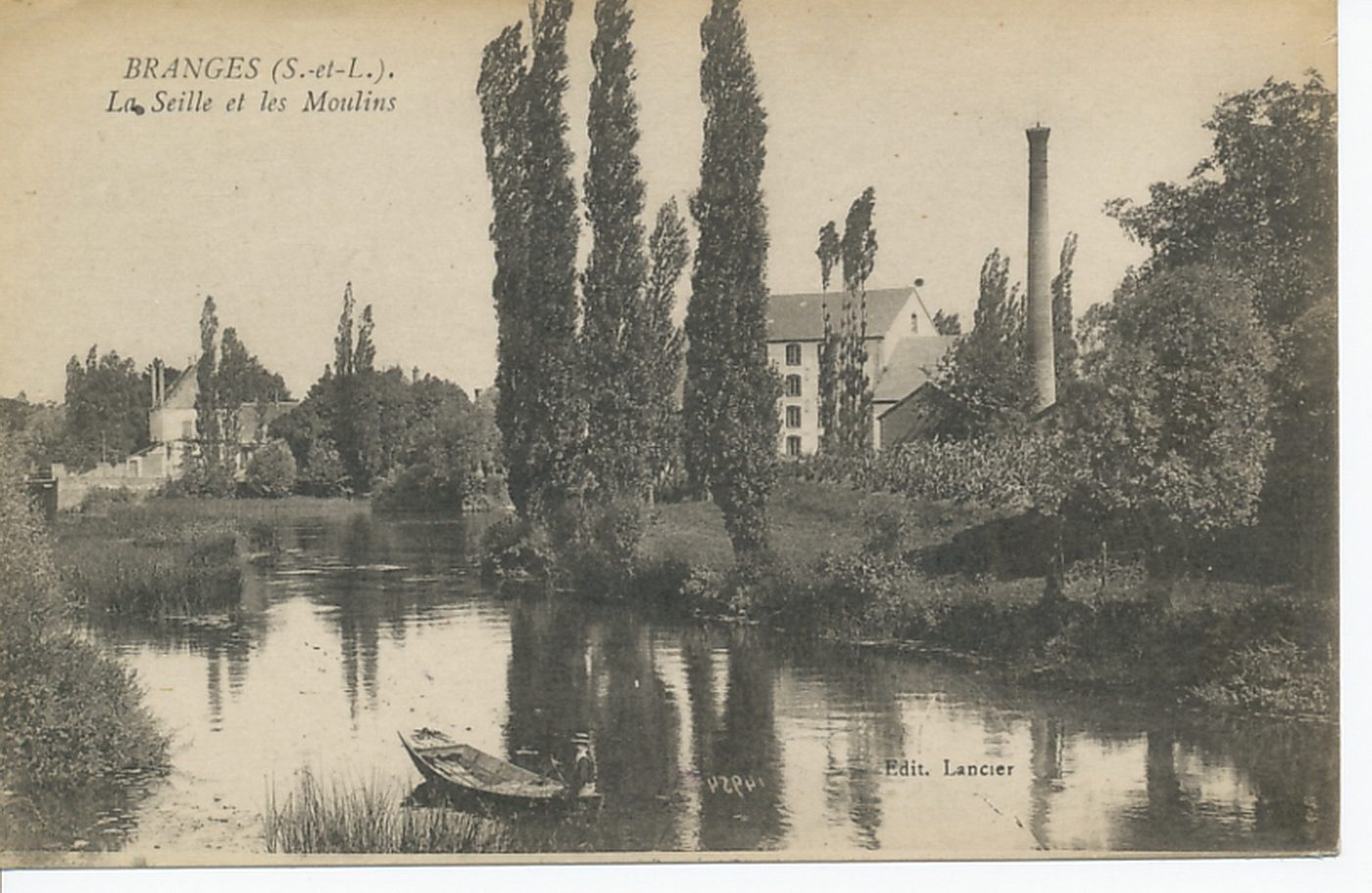 Branges. La Seille et les moulins.