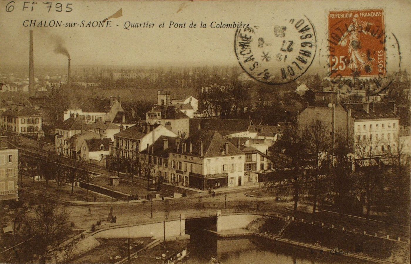 Chalon-sur-Saône. Quartier et pont de la Colombière.