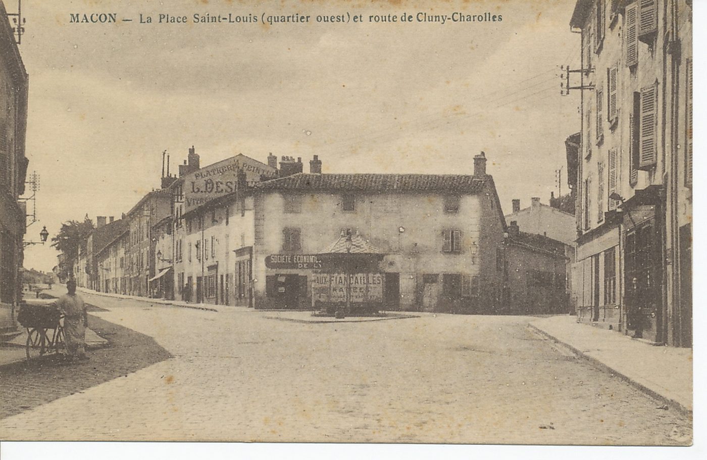 Mâcon. La place Saint-Louis (quartier ouest) et route de Cluny-Charolles.