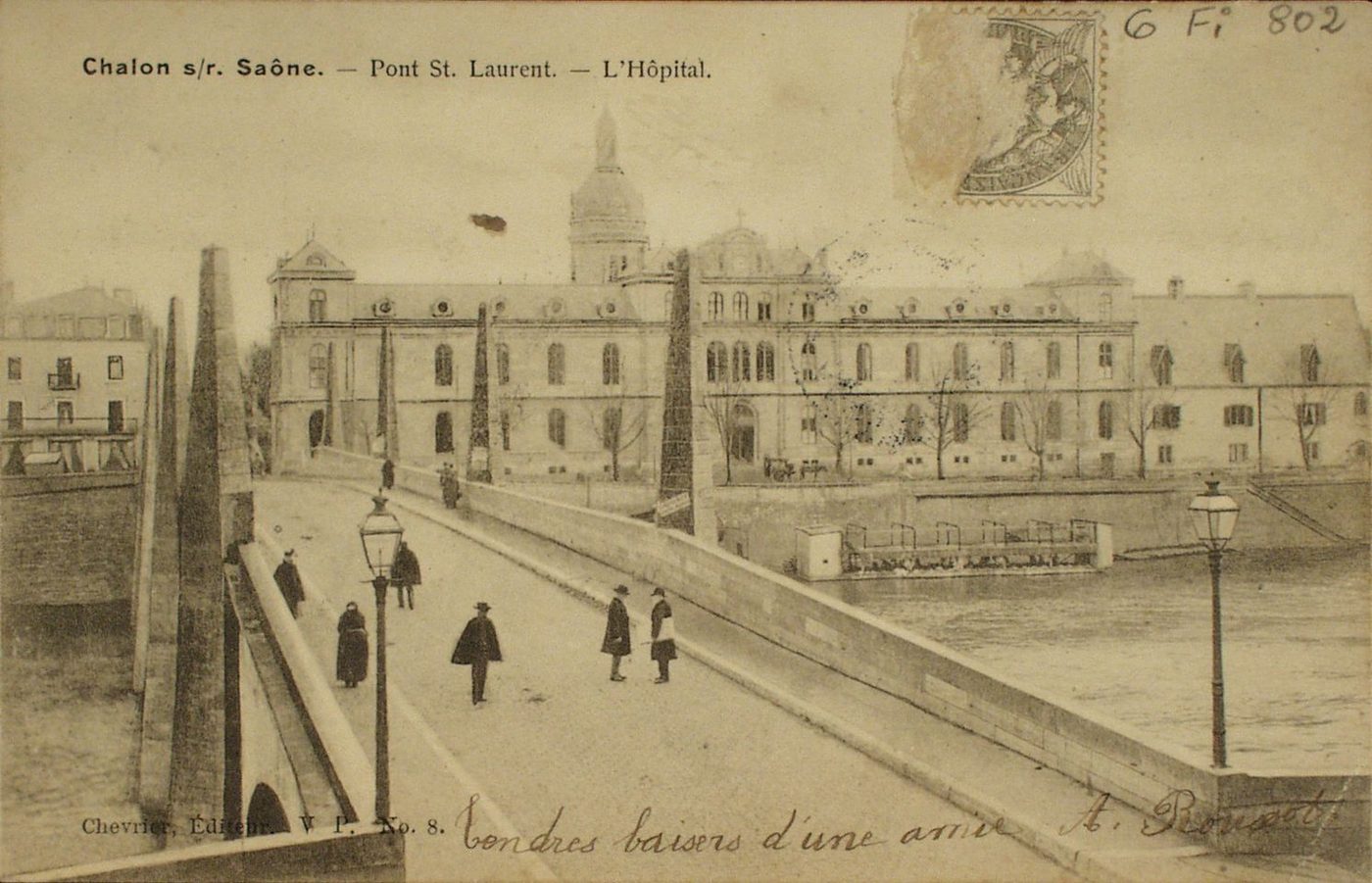 Chalon-sur-Saône. Pont Saint-Laurent. L'hôpital.