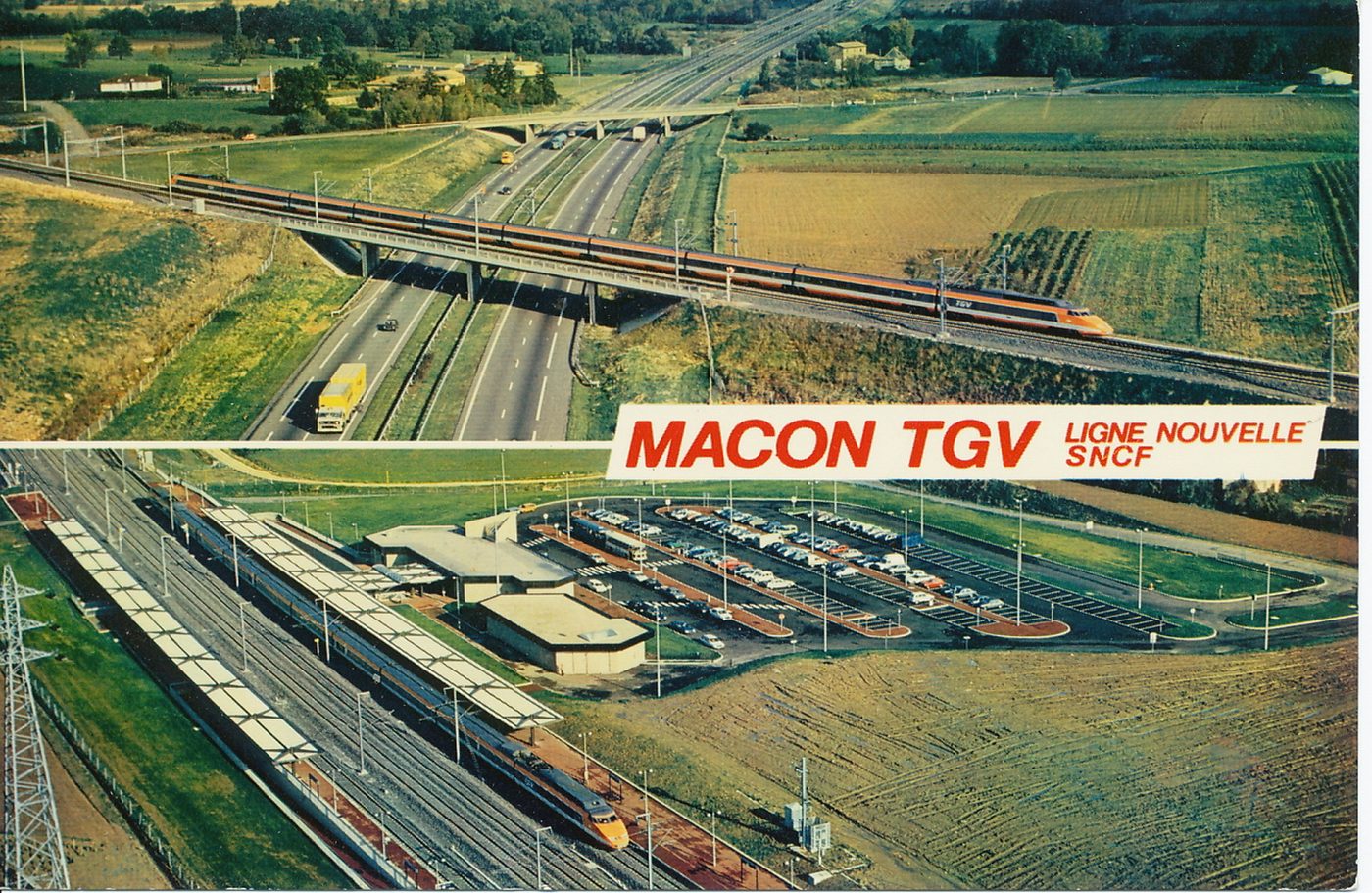 Mâcon TGV ligne nouvelle S.C.N.F. Rame TGV mis en service le 27 septembre 1981.