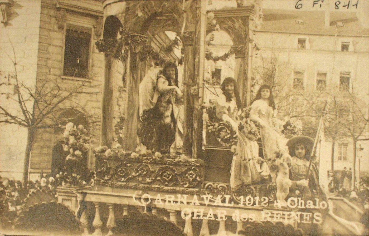 Carnaval 1912 à Chalon. Char des reines.
