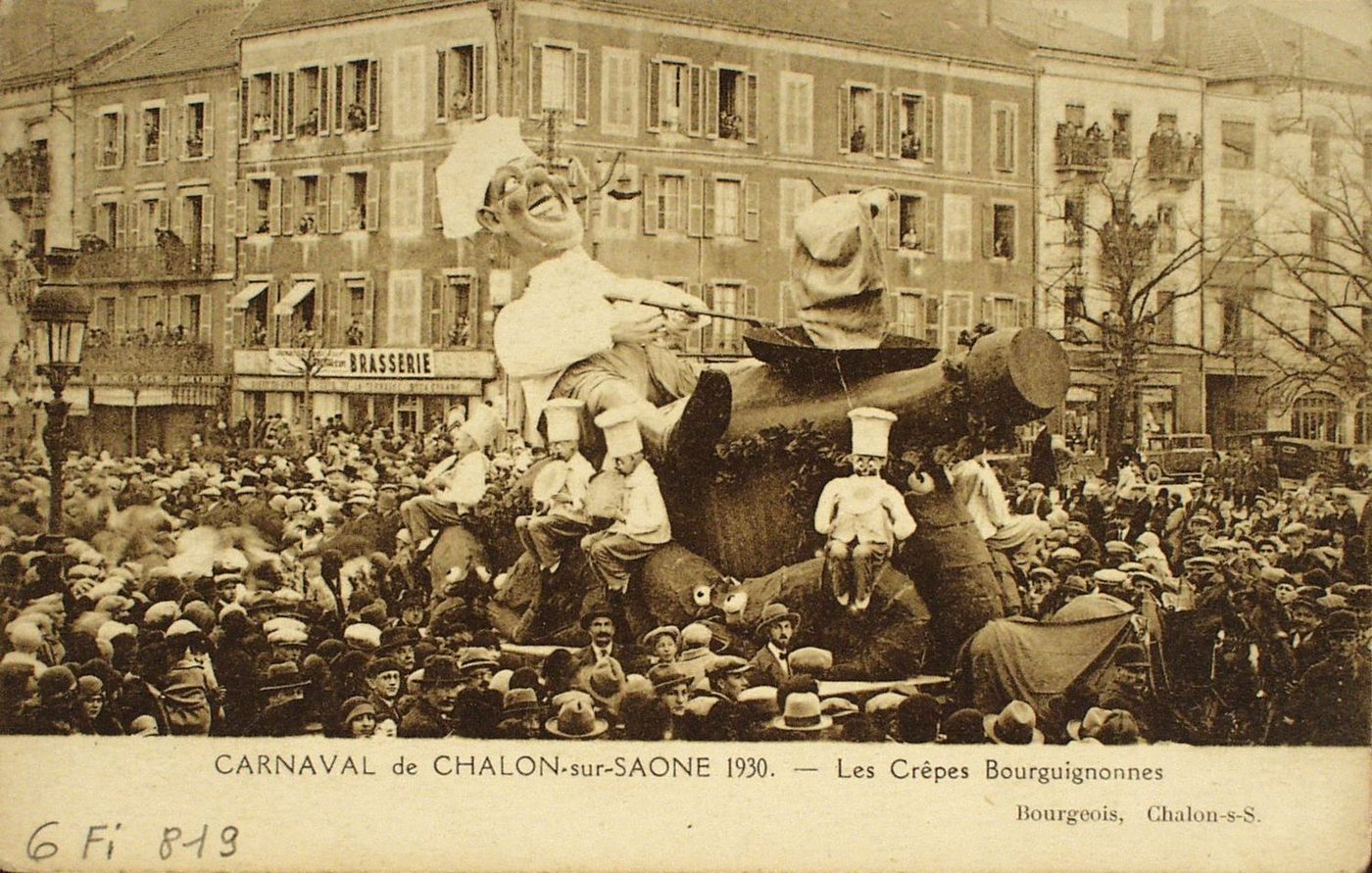 Carnaval de Chalon-sur-Saône 1930. Les crêpes bourguignonnes.