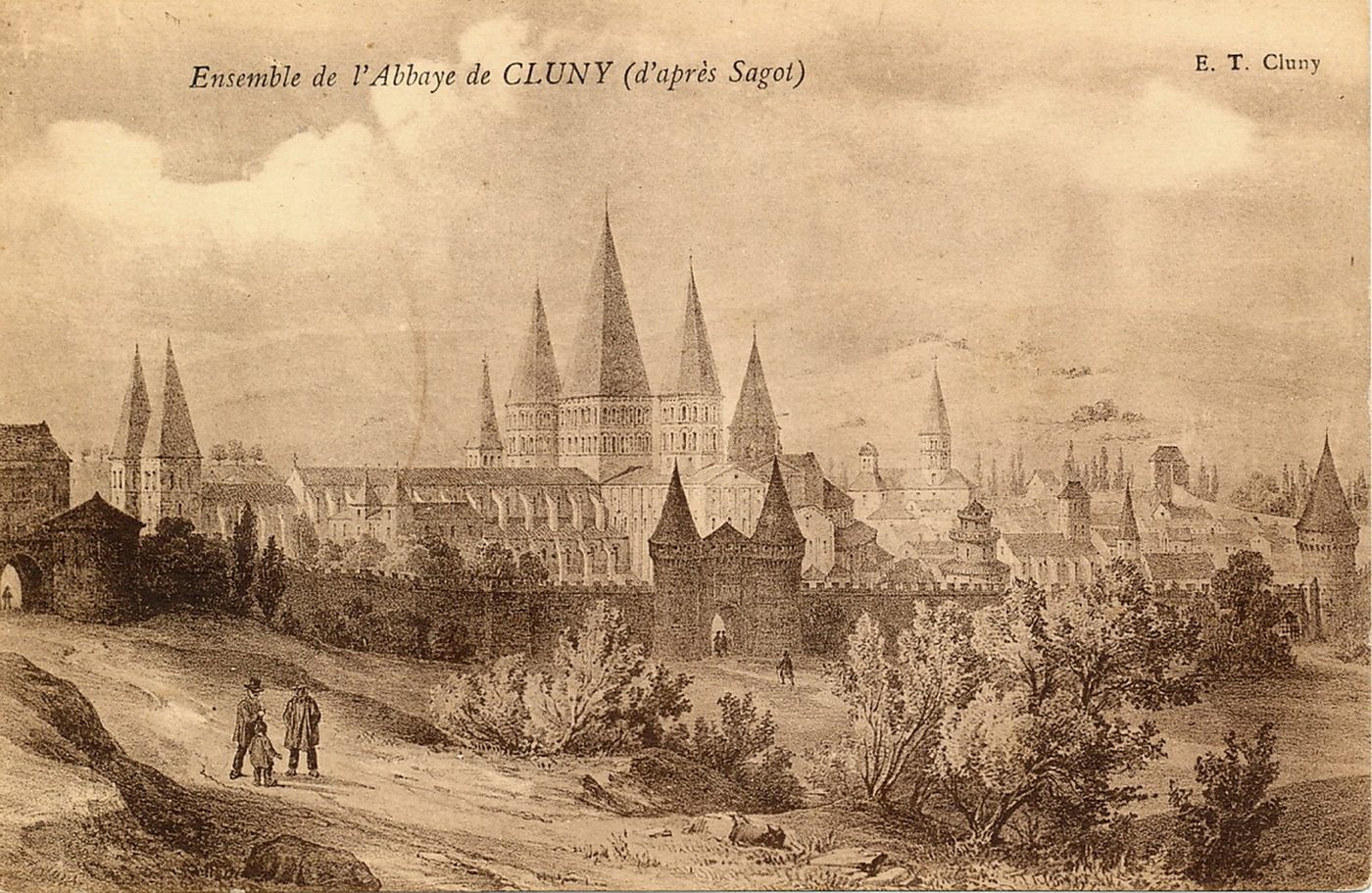 Ensemble de l'abbaye de Cluny (d'après Sagot).