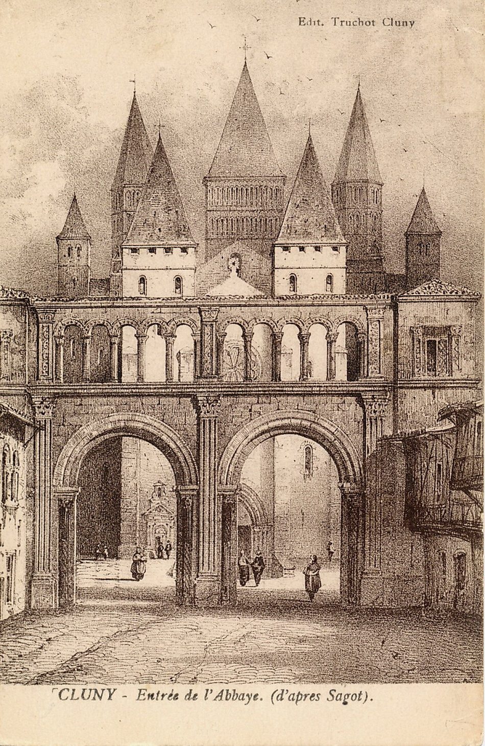 Cluny. Entrée de l'abbaye d'après Sagot.