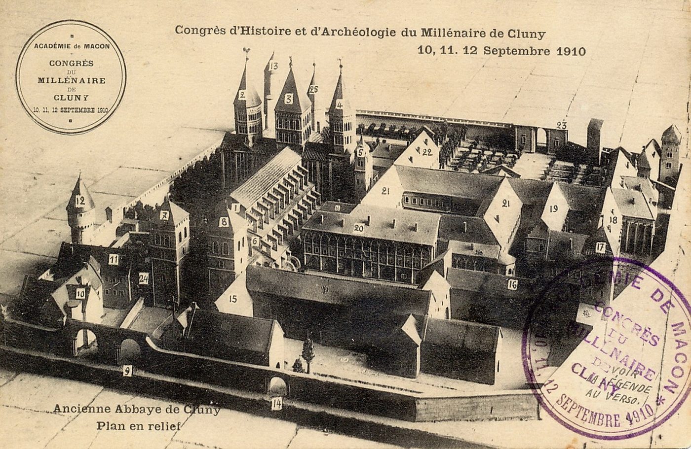 Congrès d'histoire et d'archéologie du millénaire de Cluny 1910. Plan en relief de l'ancienne abbaye.