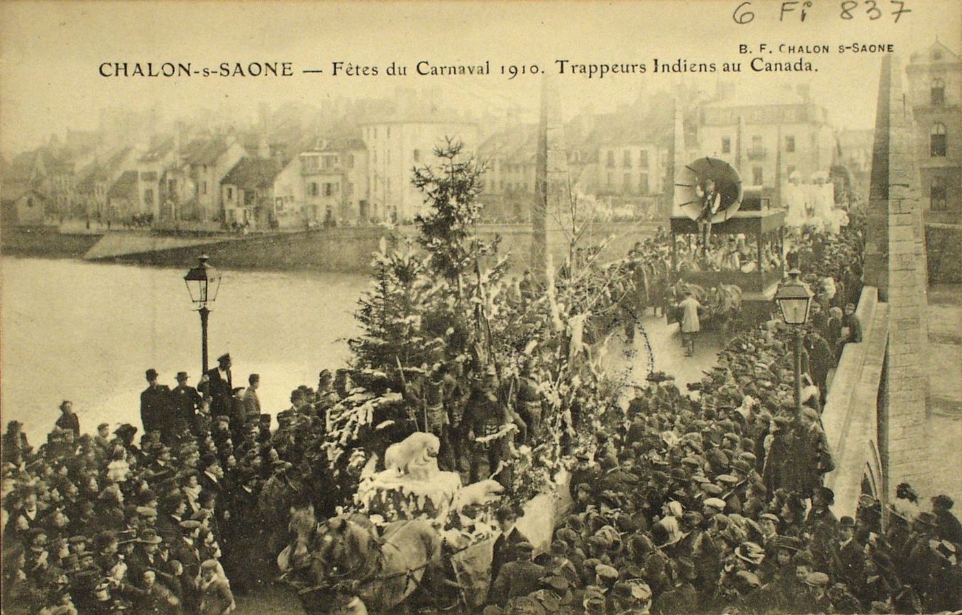 Chalon-sur-Saône. Fêtes du carnaval 1910. Trappeurs indiens au Canada.