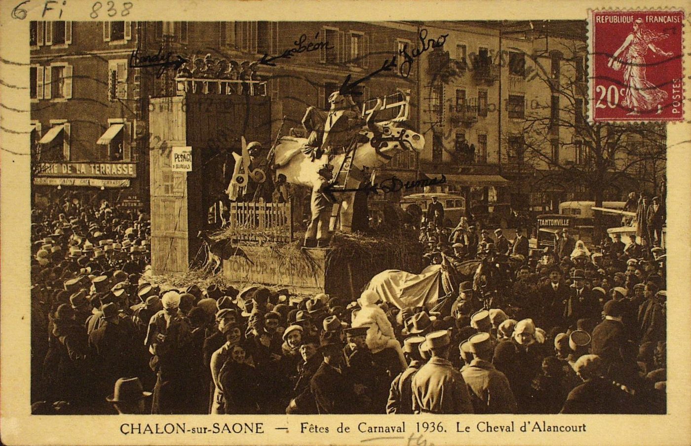 Chalon-sur-Saône. Fêtes de carnaval 1936. Le cheval d'Alancourt.