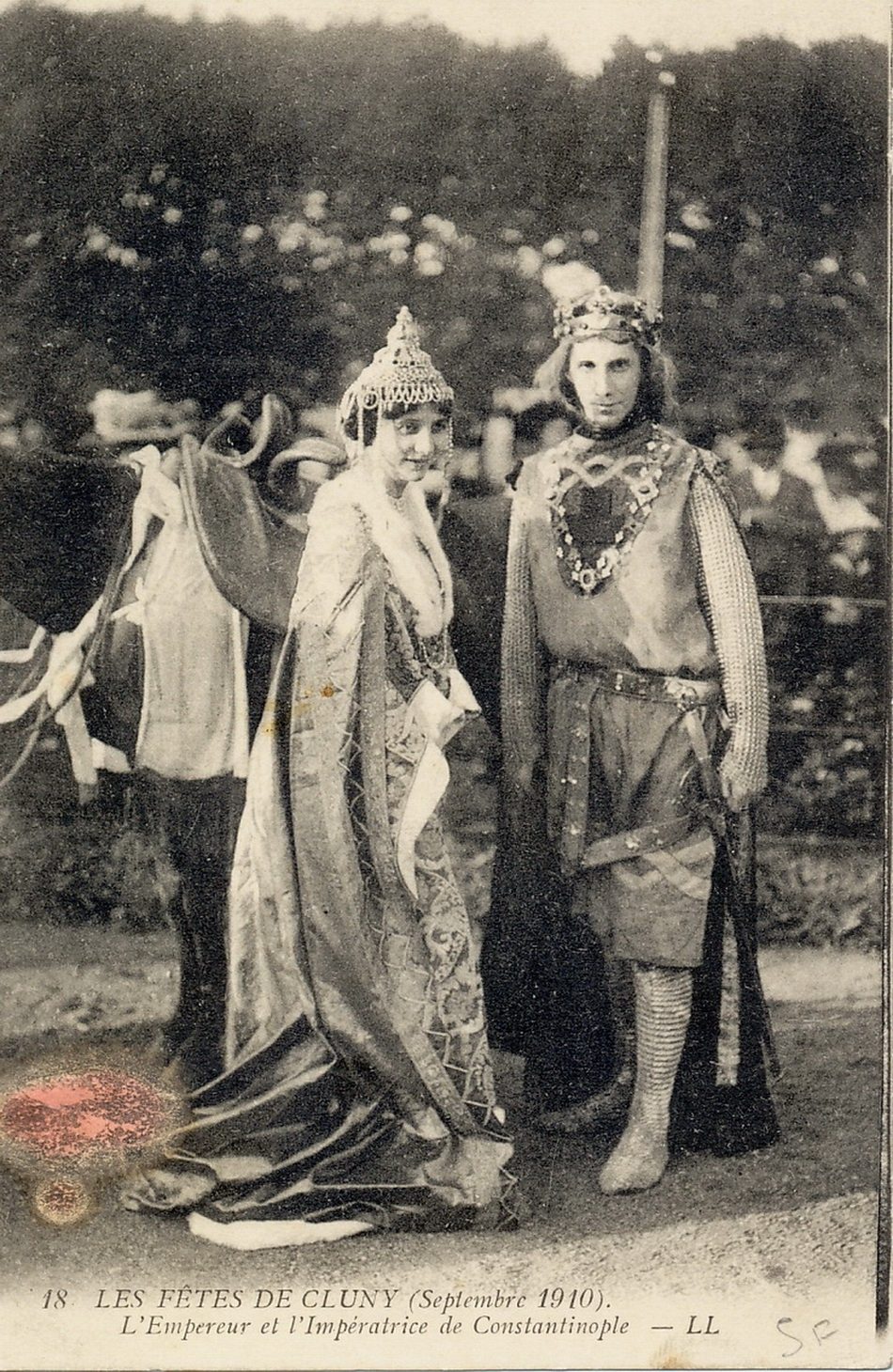 Les fêtes de Cluny, septembre 1910. L'empereur et l'impératrice de Constantinople.