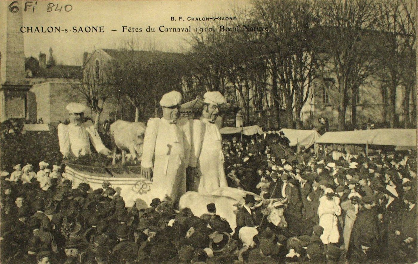 Chalon-sur-Saône. Fêtes du carnaval 1910. Boeuf nature.