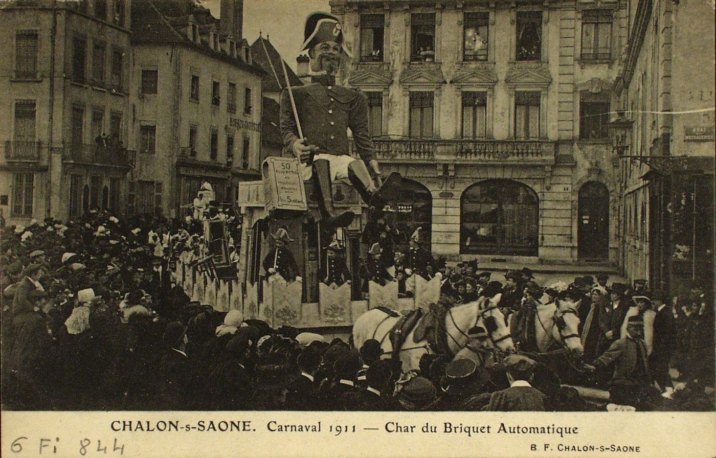 Chalon-sur-Saône. Carnaval 1911. Char du briquet automatique.