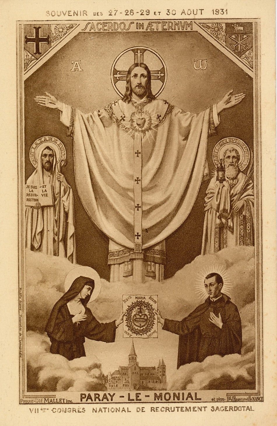 Paray-le-Monial. Souvenir des 27,28 29 et 30 août 1931. 7e congrès national de recrutement sacerdotal.