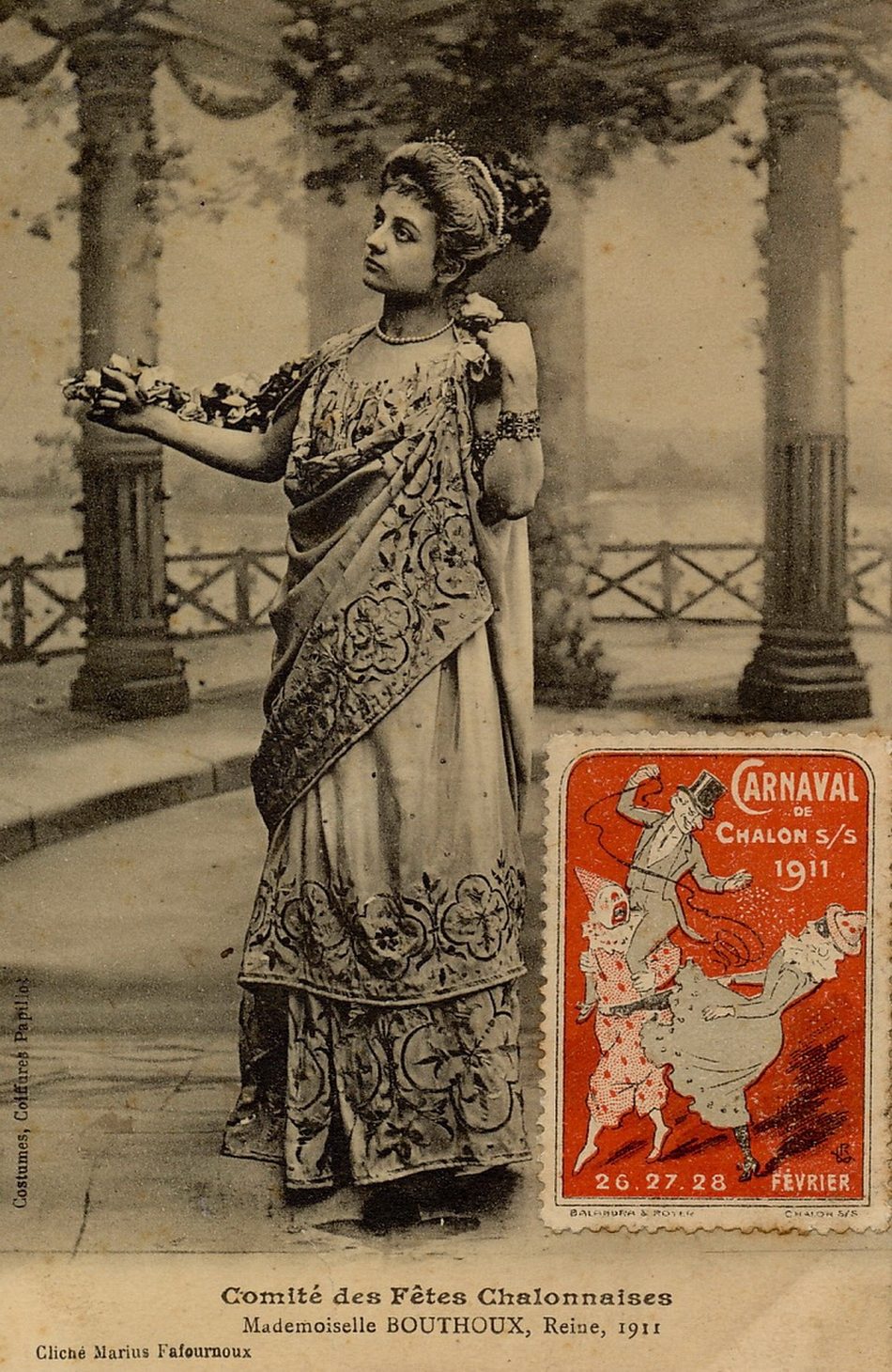 Comité des fêtes chalonnaises. Mademoiselle Bouthoux, reine 1911.