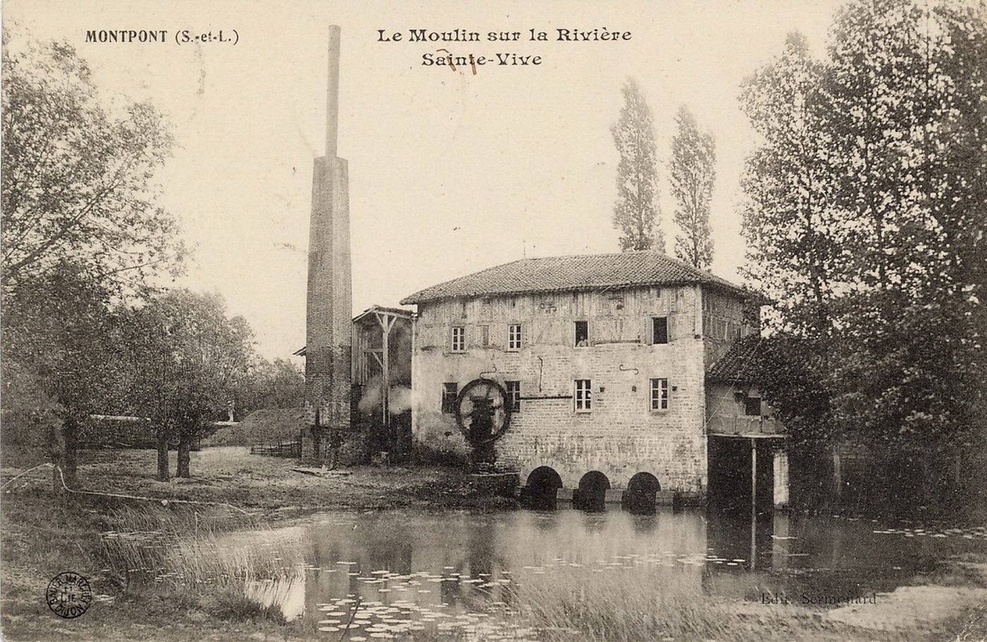 Montpont. Le moulin sur la rivière Sâne-vive.