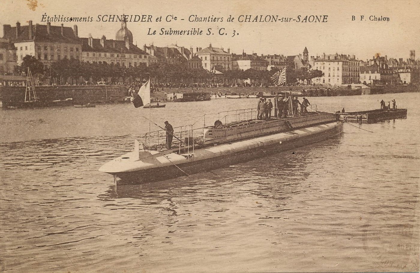 Etablissements Schneider. Chantiers de Chalon-sur-Saône. Le submersible SC3.