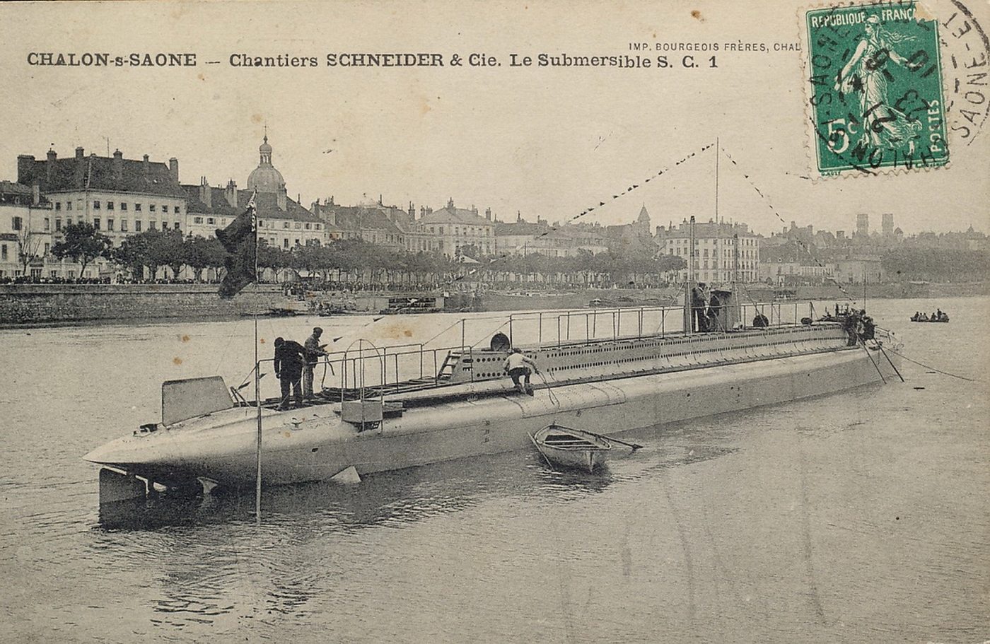 Chalon-sur-Saône. Chantiers Schneider. Le submersible SC1.