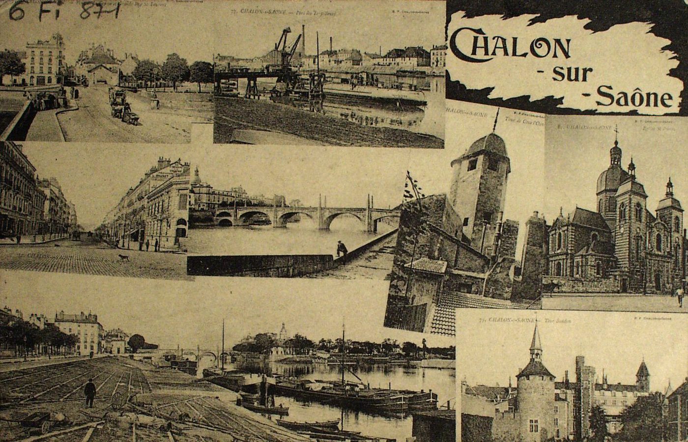 Chalon-sur-Saône. Pont de Genise et grande rue Saint-Laurent.