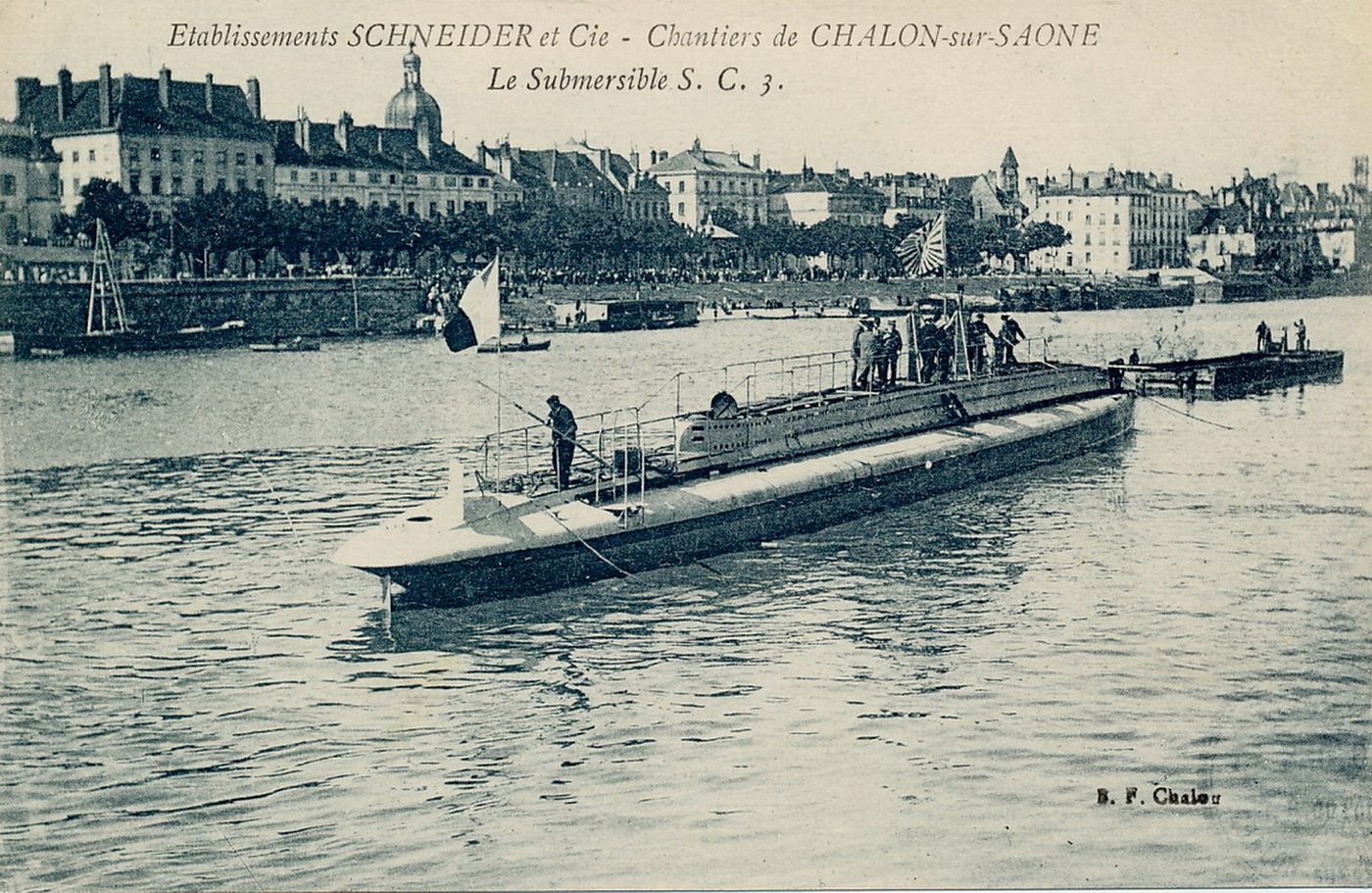 Etablissement Schneider. Chalon-sur-Saône. Le submersible S.C.3.