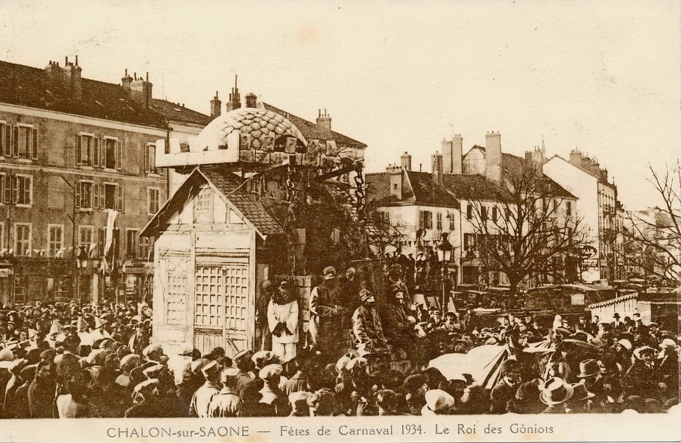 Chalon-sur-Saône. Fêtes du carnaval 1934. Le roi des gôniots.