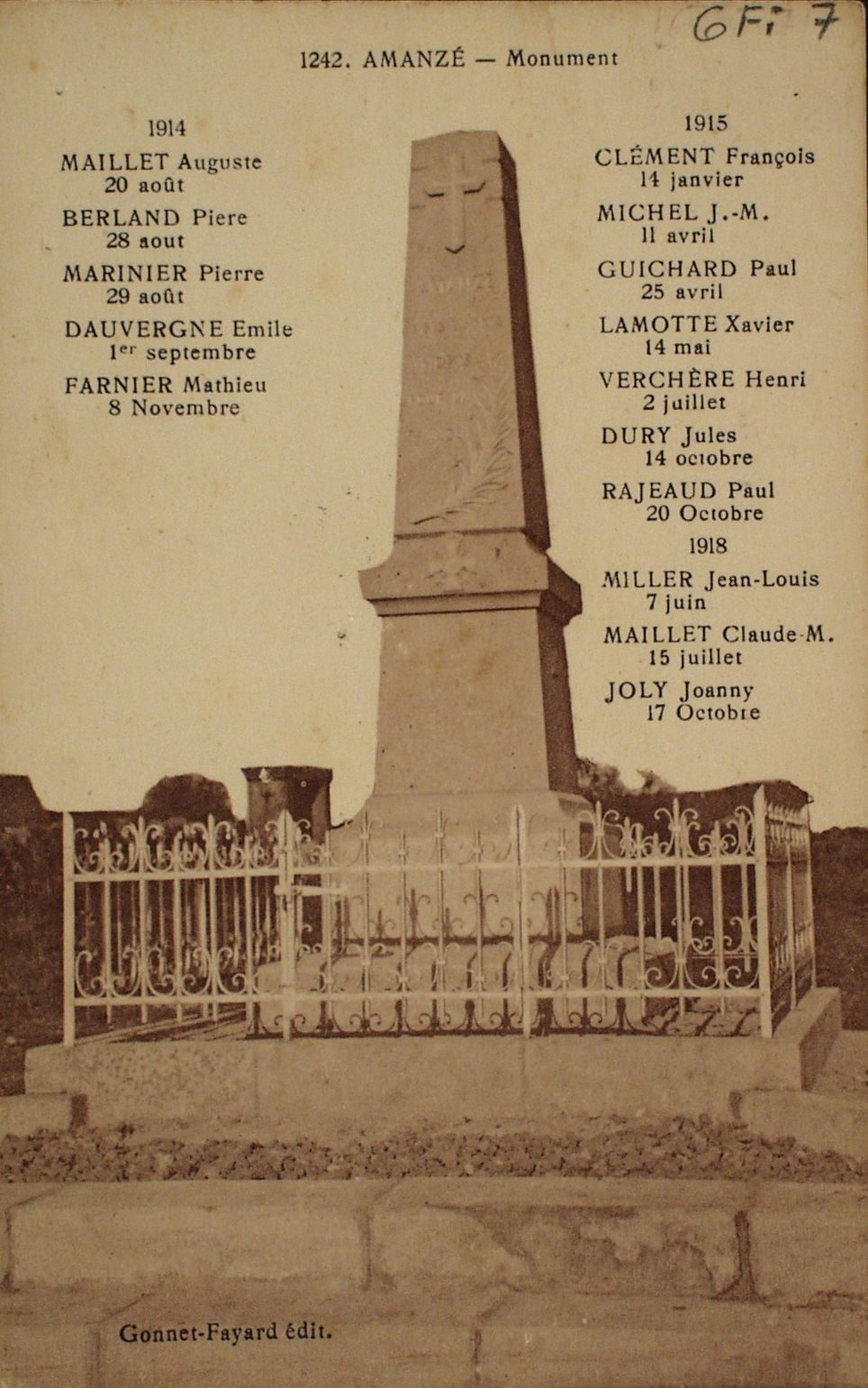 Amanzé. Monument.