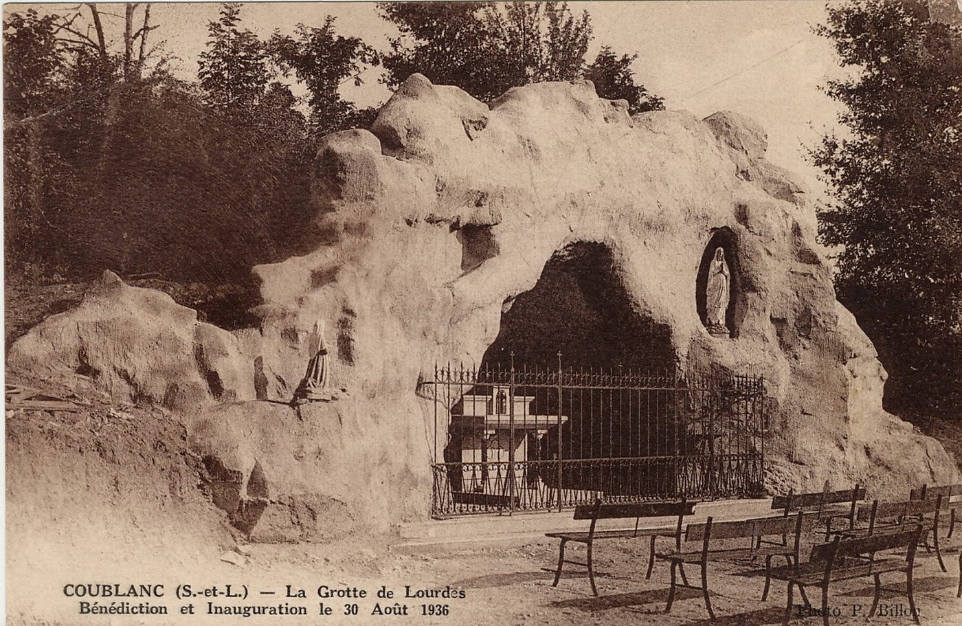 Coublanc. La grotte de Lourdes. Bénédiction et inauguration le 30 août 1936.