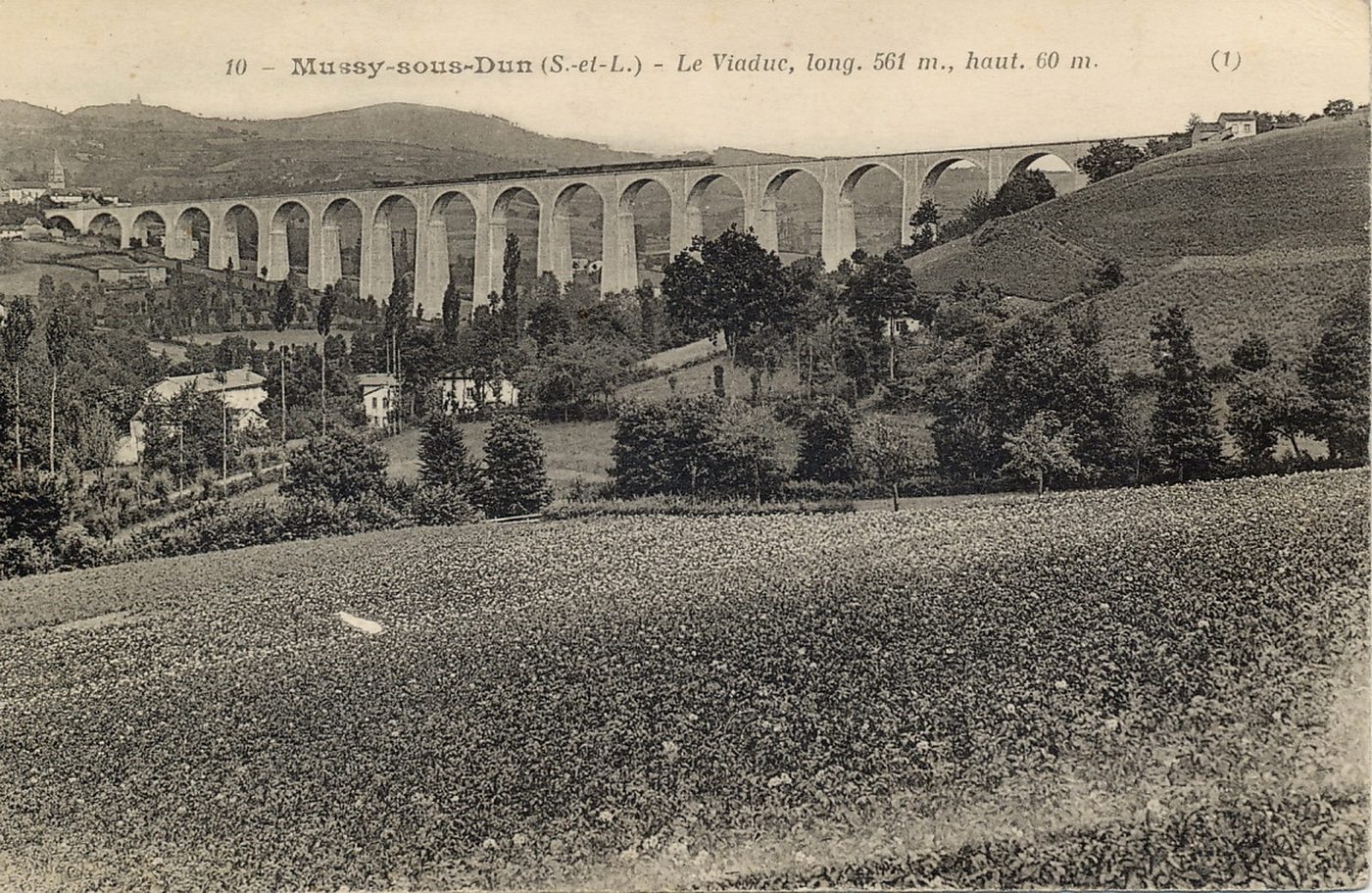 Mussy-sous-Dun. Le viaduc, long 561 m, hauteur 60 m.