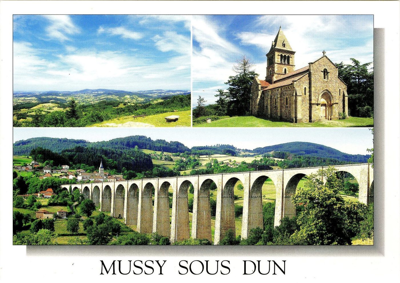 Mussy-sous-Dun.- La chapelle de Dun bâtie en 1898 sur la commune de Saint-Racho, et le viaduc de Mussy-sous-Dun hauteur 60 m, longueur 561 m.