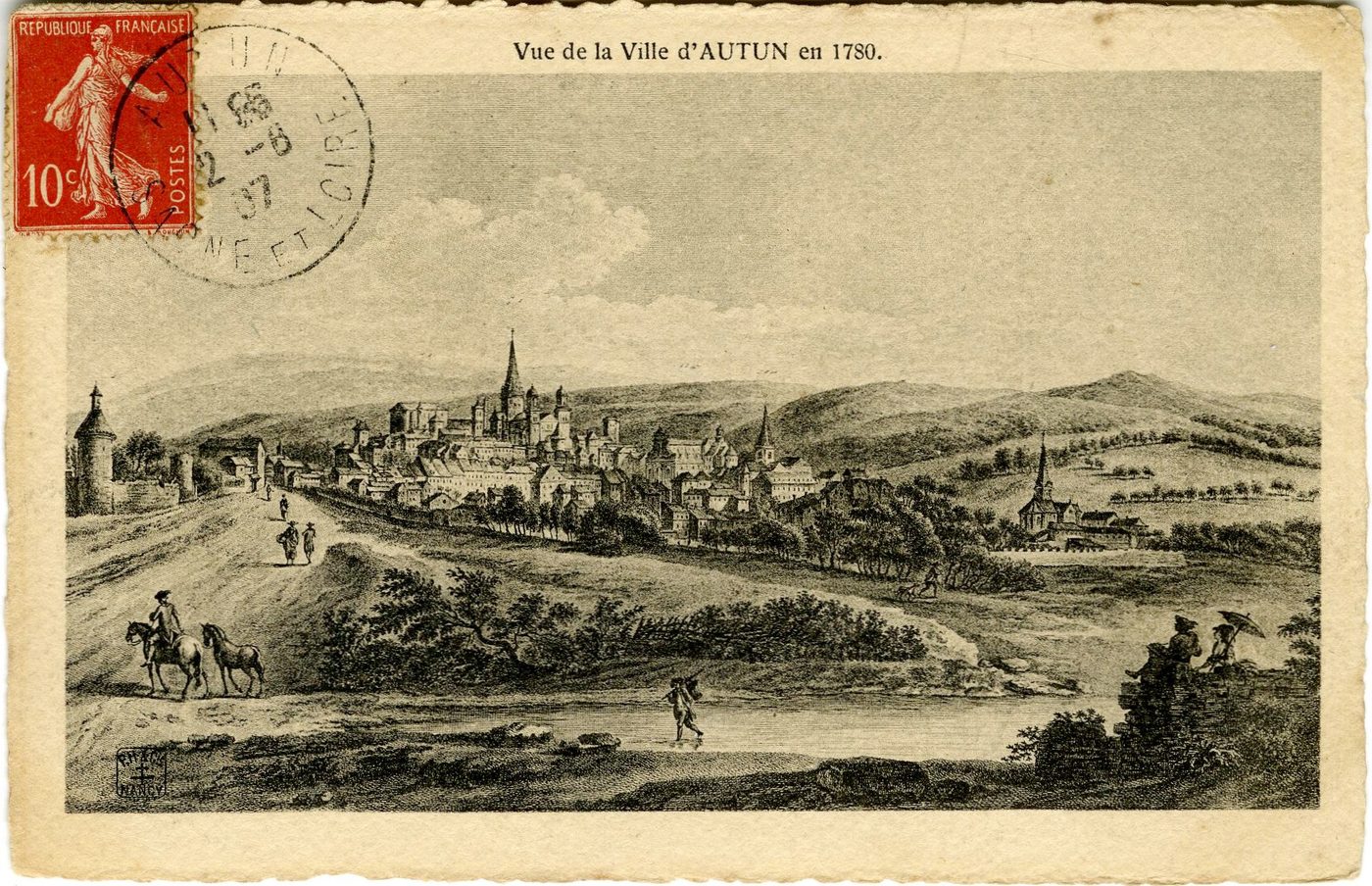 Vue de la ville d'Autun en 1780.