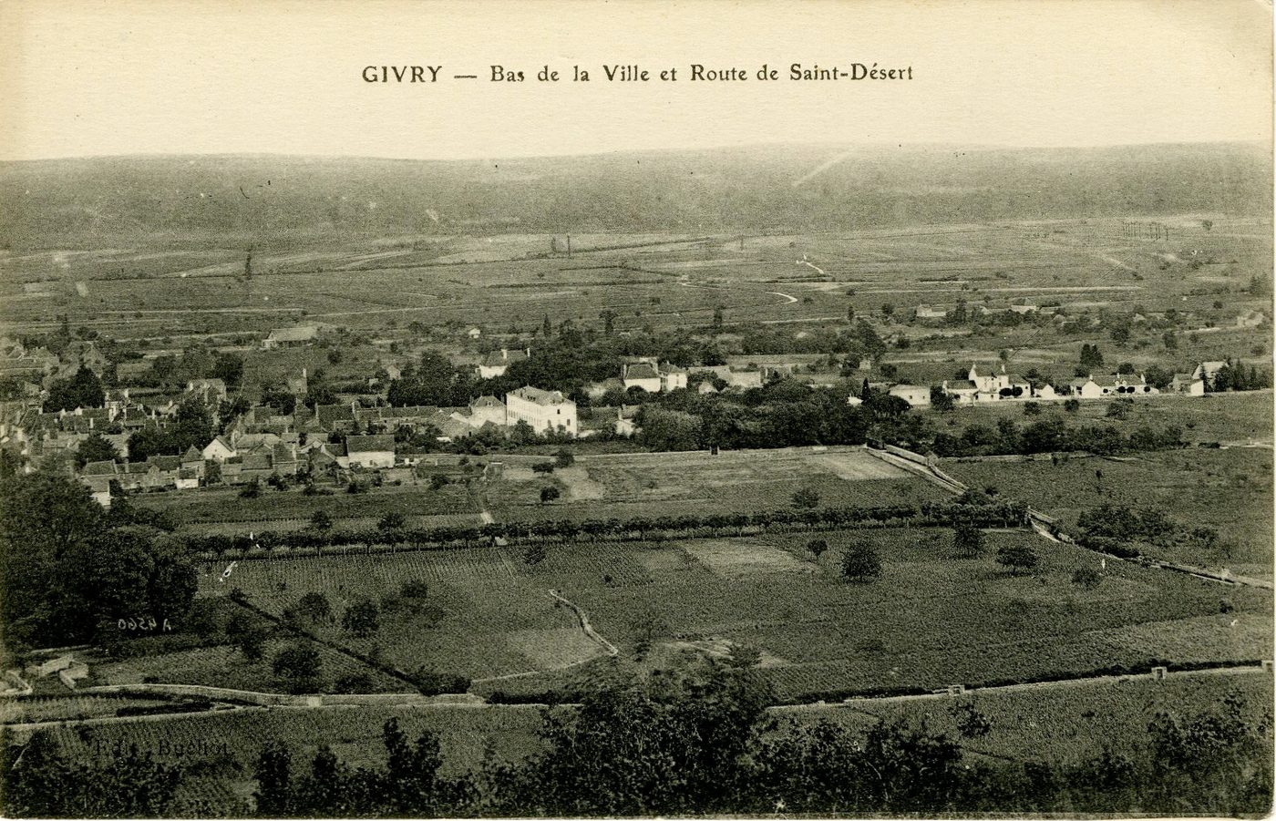 Givry. Bas de la ville et route de Saint-Désert.