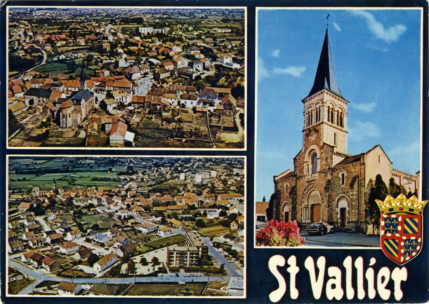Saint-Vallier. Vue générale aérienne. L'église.