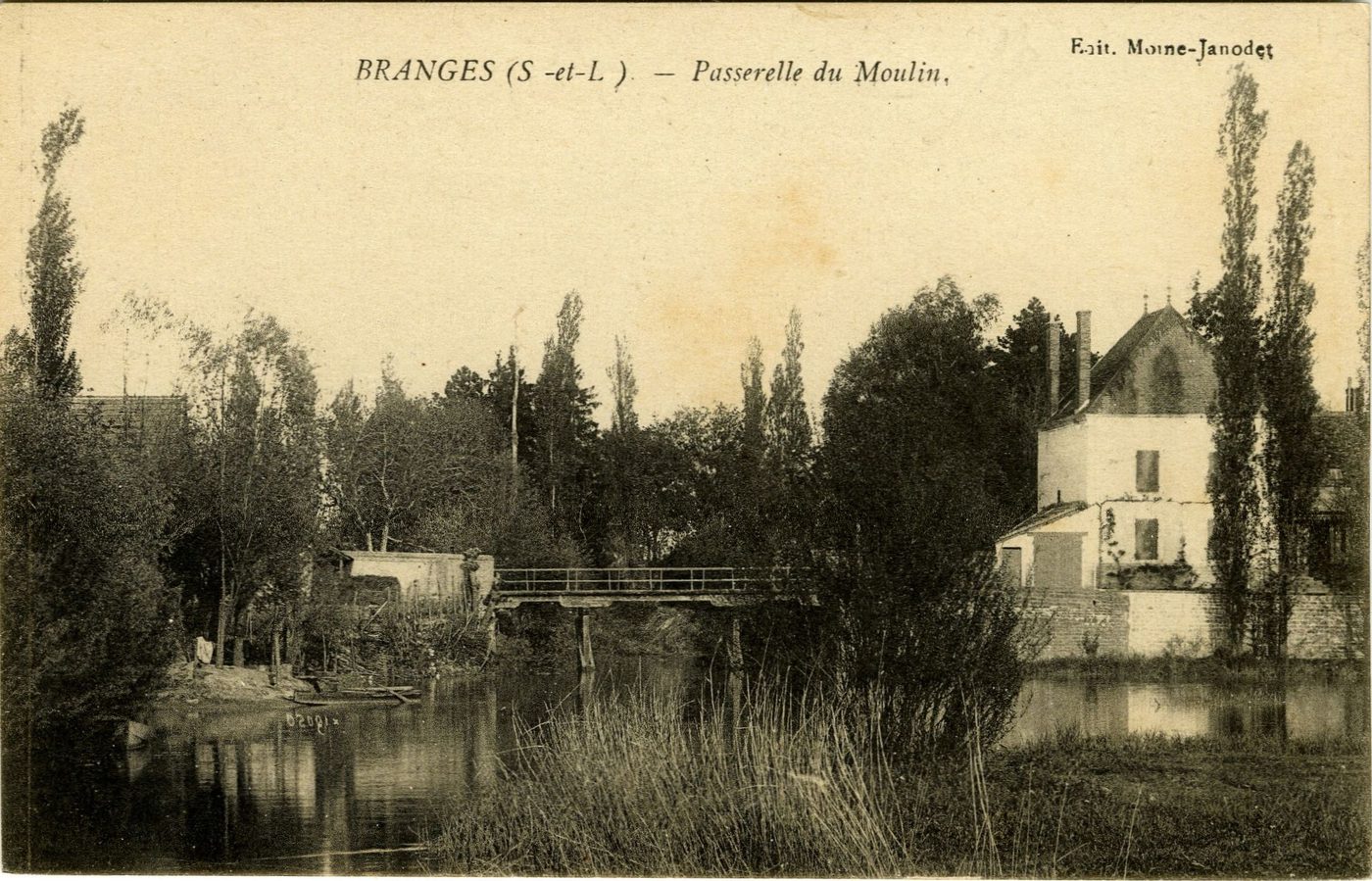 Branges. Passerelle du moulin.