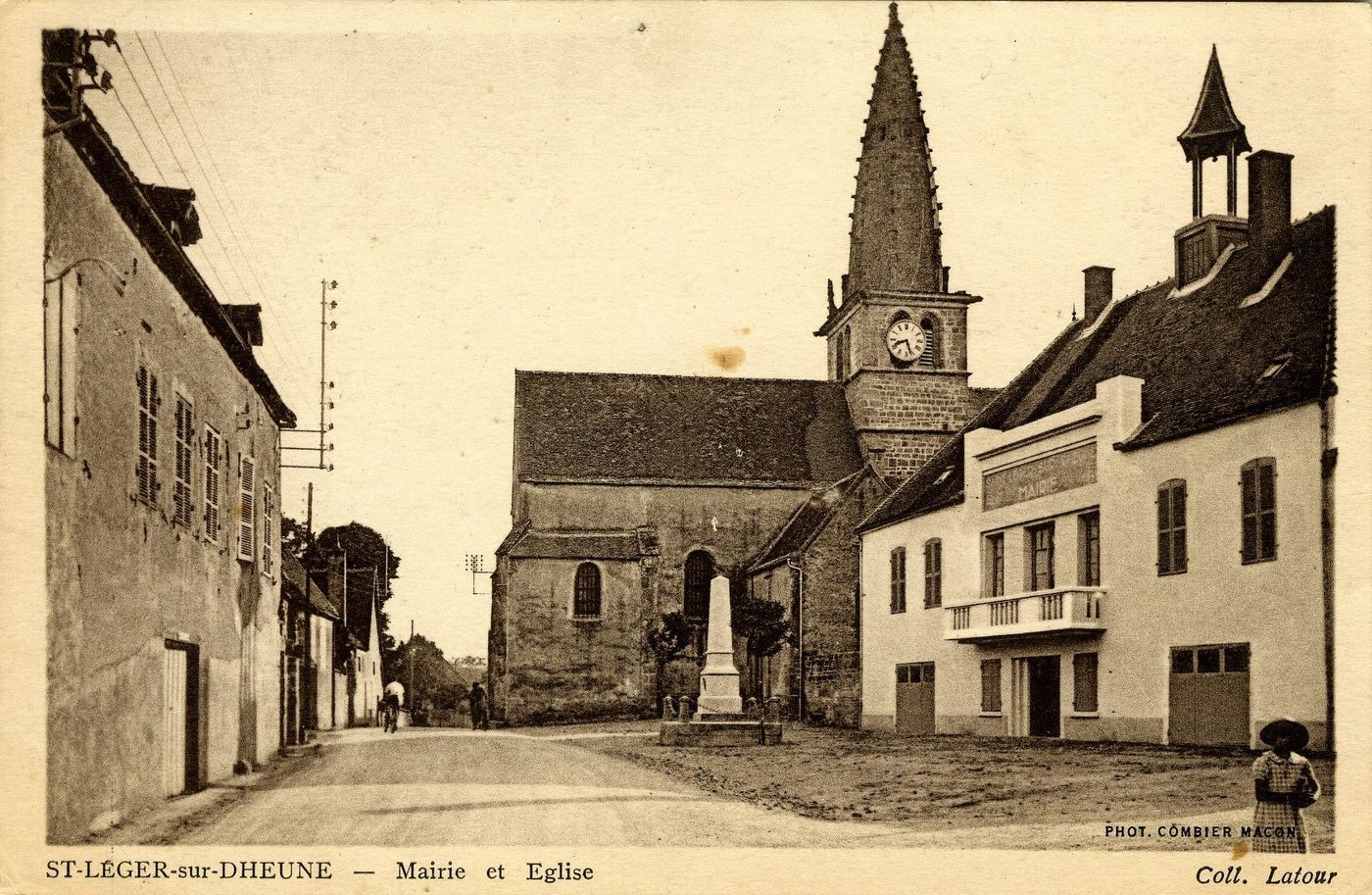 Saint-Léger-sur-Dheune. Mairie et église.