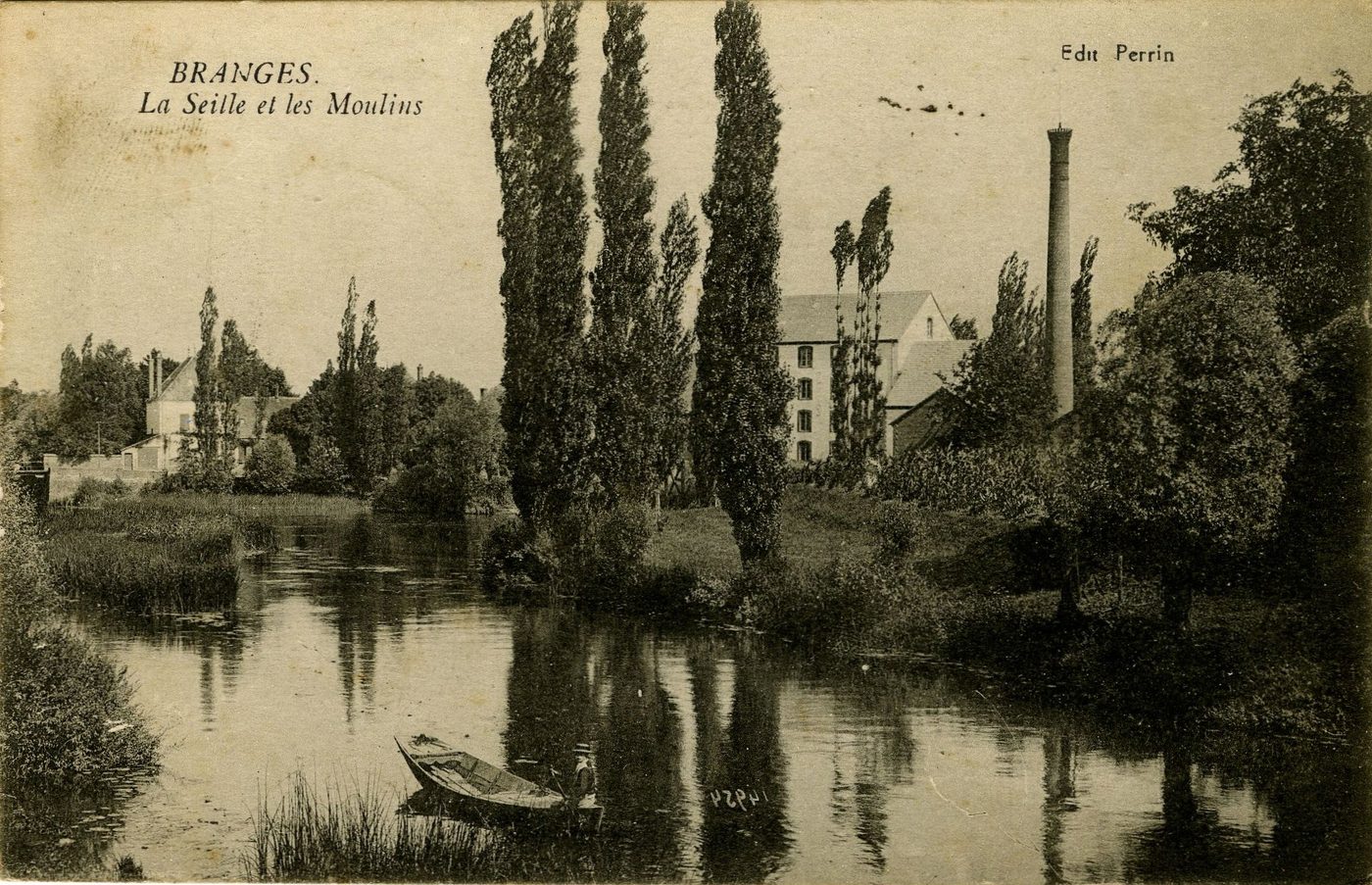 Branges. La Seille et les moulins.