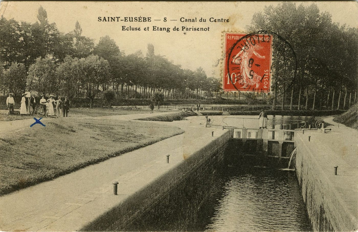 Saint-Eusèbe. Canal du centre. Ecluse et étang de Parisenot.