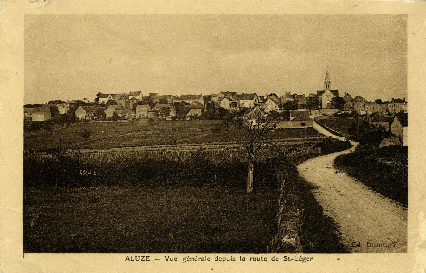 Aluze. Vue générale depuis la route de Saint-Léger.