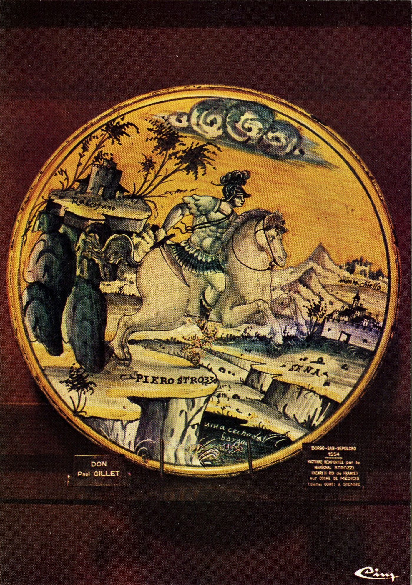 Marcigny. Musée de la Tour du Moulin. Plat en céramique. Art italien (XVIe s.).
