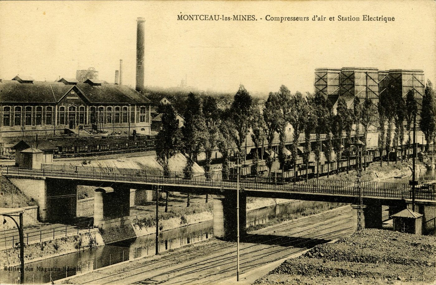 Montceau-les-Mines. Compresseurs d'air et station électrique.